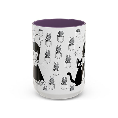 Kiki's Delivery Service Coffee Mug – Studio Ghibli Accent Handle Cup – 11oz & 15oz Anime Gift