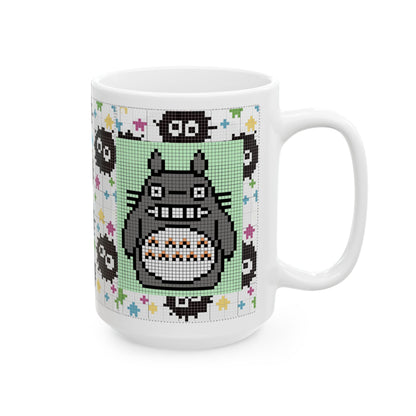 My Neighbor Totoro Pixel Mug – Studio Ghibli Retro Anime Cup 11oz & 15oz – Cute Pixel Art Coffee Gift