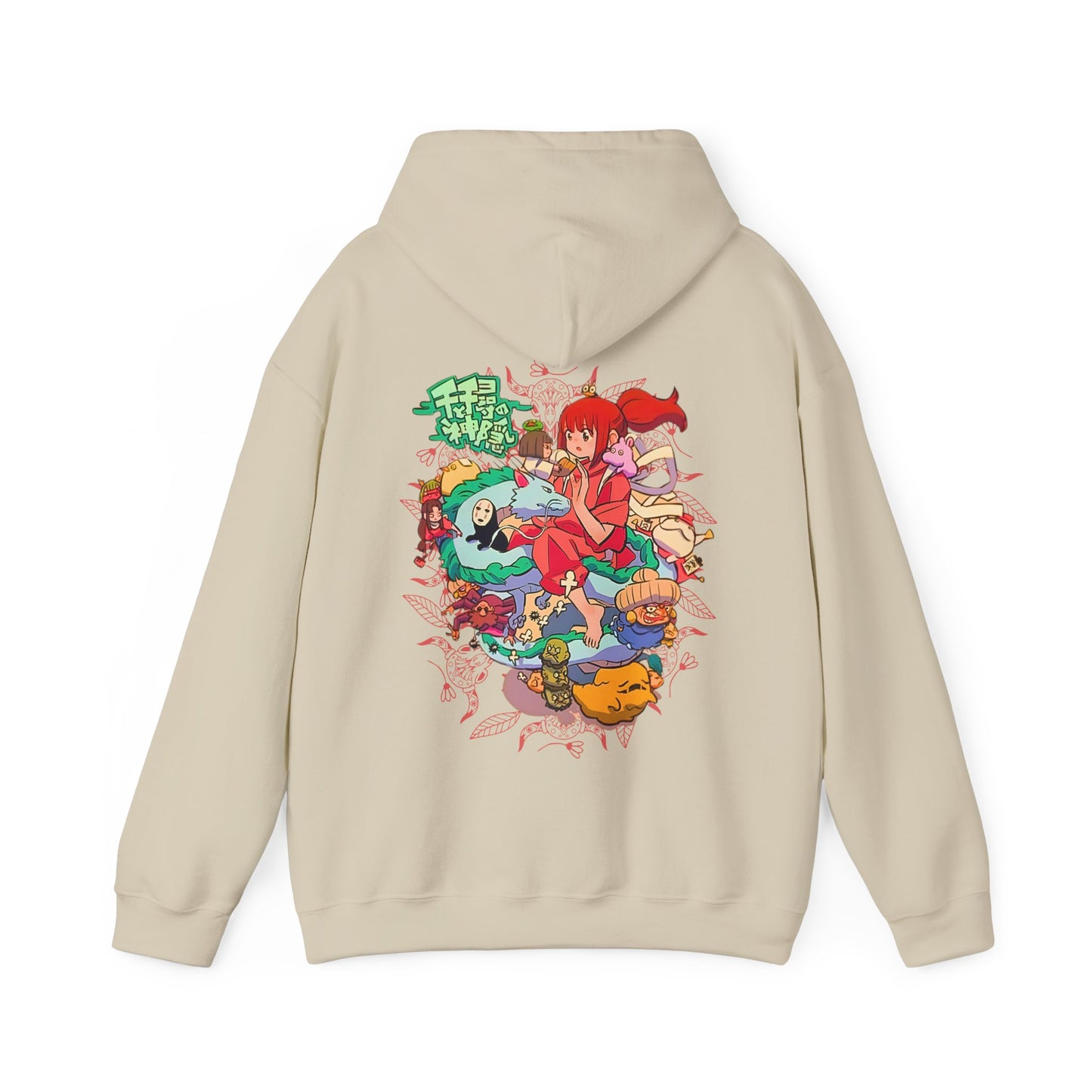 Spirited Away Characters Collage Hoodie with Back Print – 100% Cotton Studio Ghibli Anime Sweatshirt
