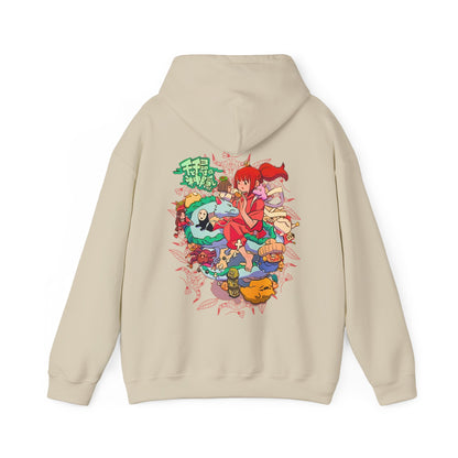 Spirited Away Characters Collage Hoodie with Back Print – 100% Cotton Studio Ghibli Anime Sweatshirt