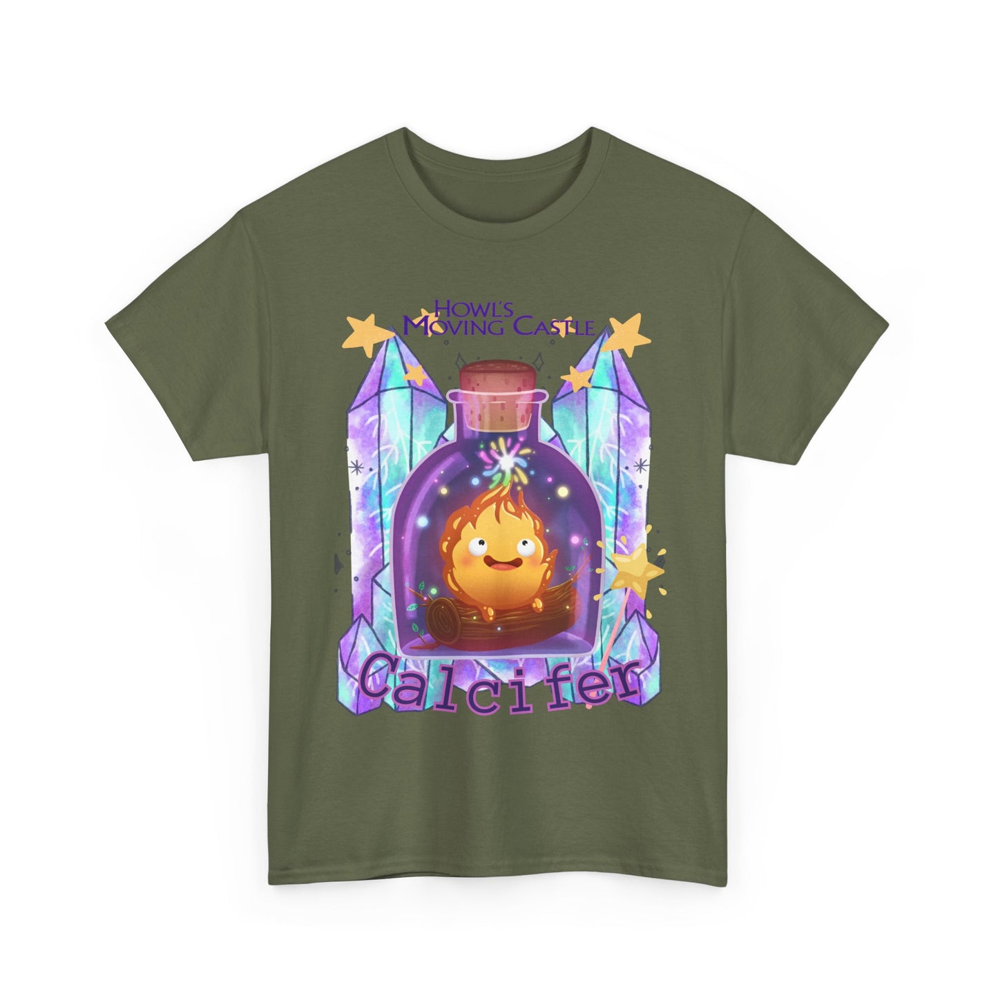 Howl's Moving Castle Calcifer T-Shirt 100% Cotton Studio Ghibli Tee