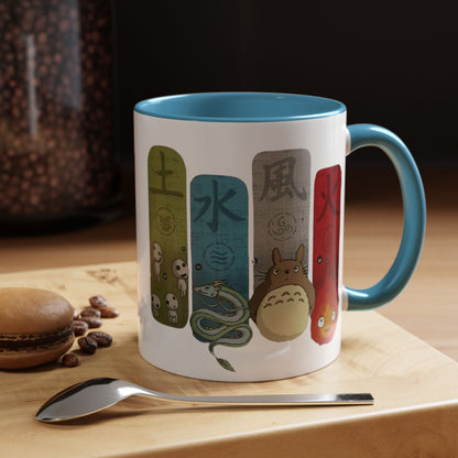 Studio Ghibli Figures Accent Mug – 11oz & 15oz Color Handle Anime Cup – Ghibli Character Coffee Mug for Fans