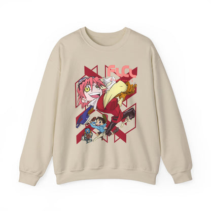 FLCL Sweatshirt – 100% Cotton Gildan 18000 | Fooly Cooly Retro Anime Pullover for True Fans