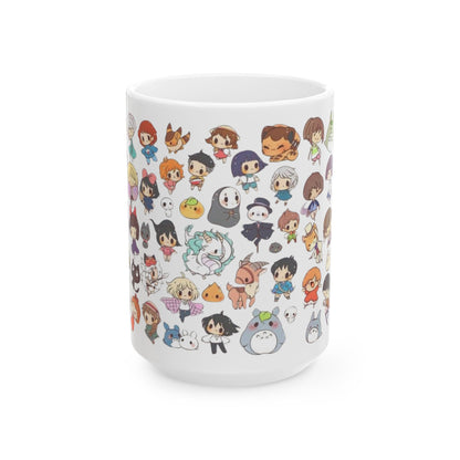 Studio Ghibli Chibi Characters Mug – Cute Anime Coffee Cup – 11oz & 15oz Ceramic Gift for Ghibli Fans