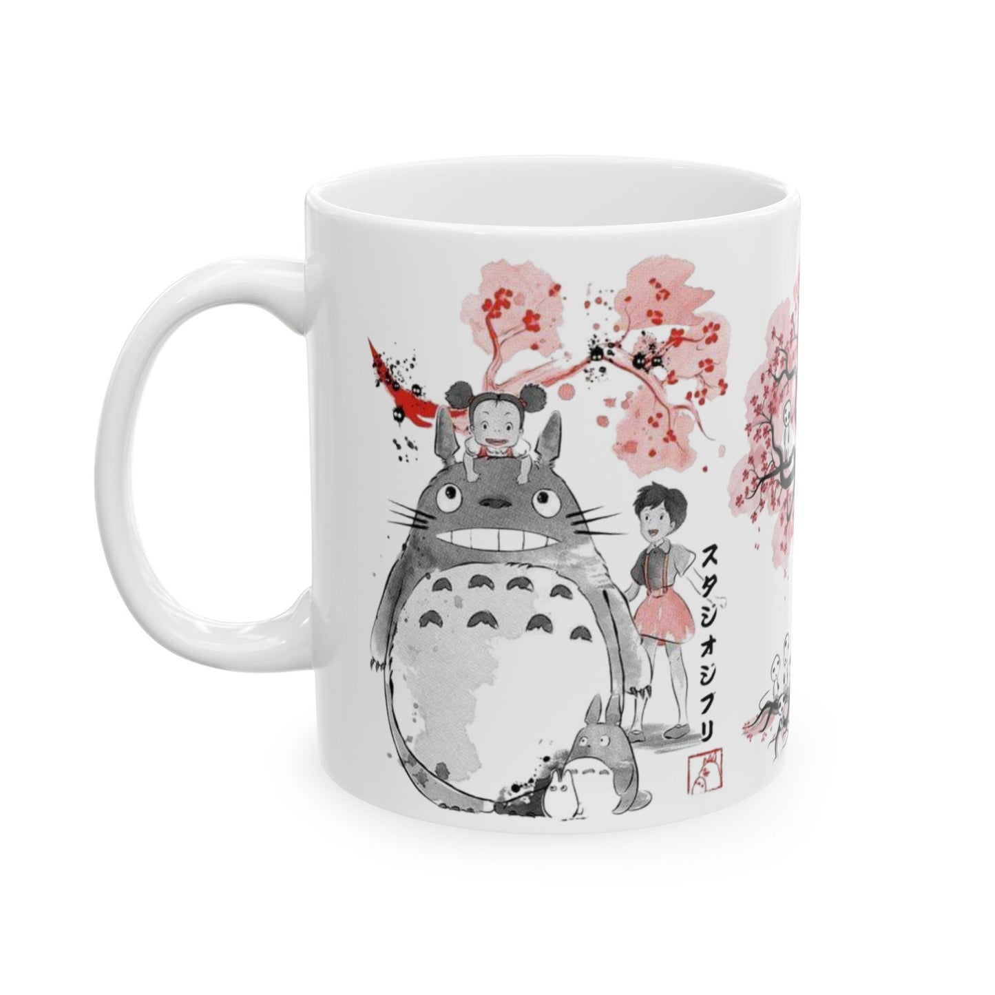 Totoro Sakura Forest Mug – Cute Anime Coffee Cup 11oz & 15oz – Studio Ghibli Inspired Gift