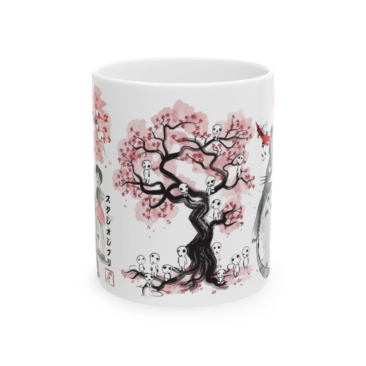 Totoro Sakura Forest Mug – Cute Anime Coffee Cup 11oz & 15oz – Studio Ghibli Inspired Gift