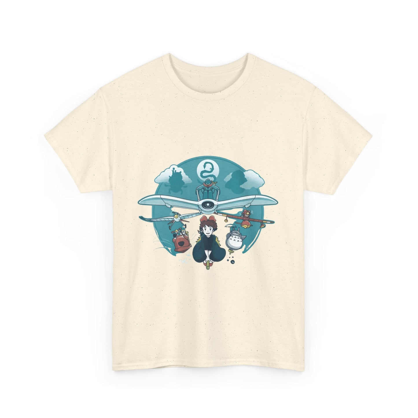 Flying Ghibli Characters T-Shirt – 100% Cotton Anime Tee for Studio Ghibli Fans