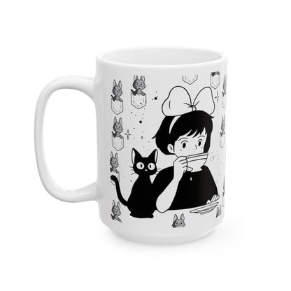Kiki's Delivery Coffee Mug – Studio Ghibli Cup for Anime Lovers – 11oz & 15oz Ceramic Mug
