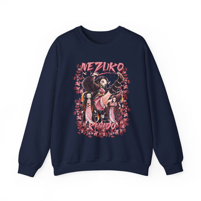 Nezuko Kamado Pink Flowers Sweatshirt – 100% Cotton Demon Slayer Anime Pullover