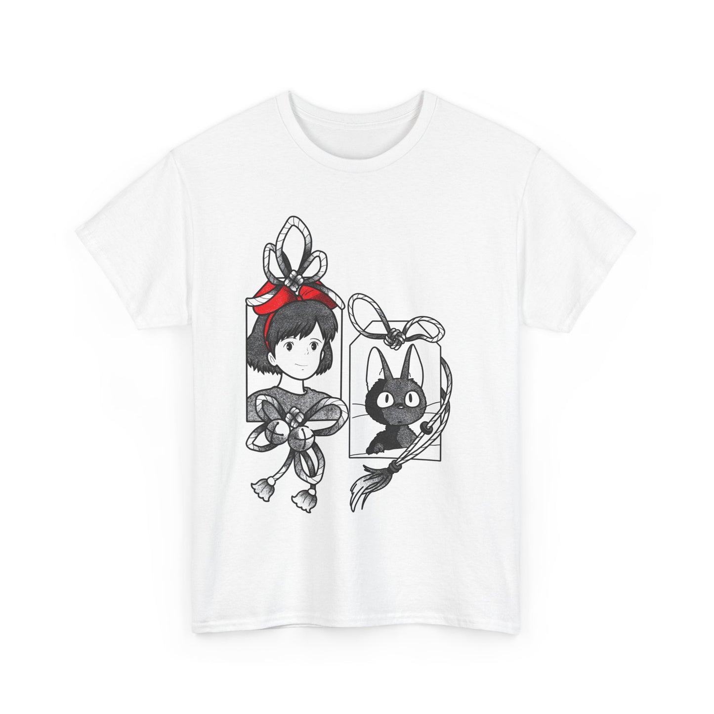 Kiki and Jiji Ribbon T-Shirt 100% Cotton | Studio Ghibli Anime Tee