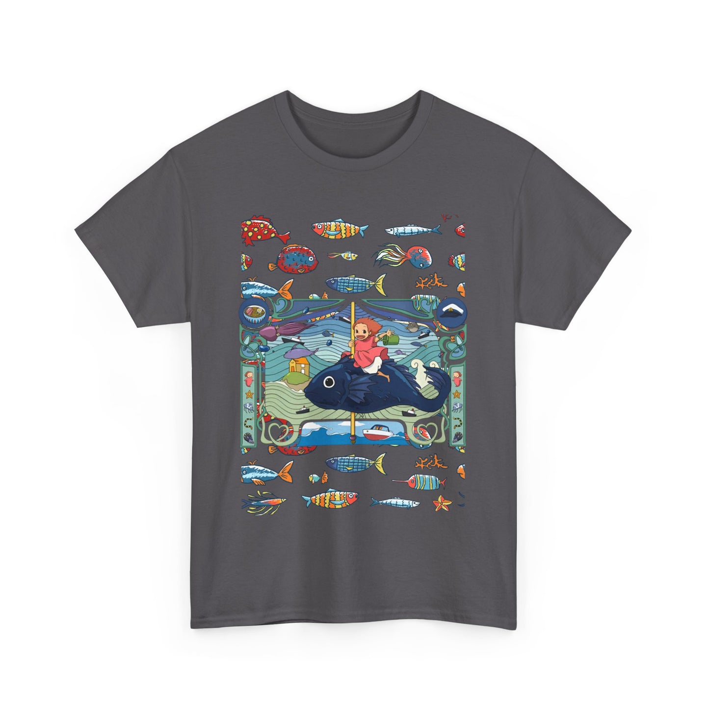 Ponyo Sea Love T-Shirt – 100% Cotton Studio Ghibli Tee for Ocean and Anime Fans