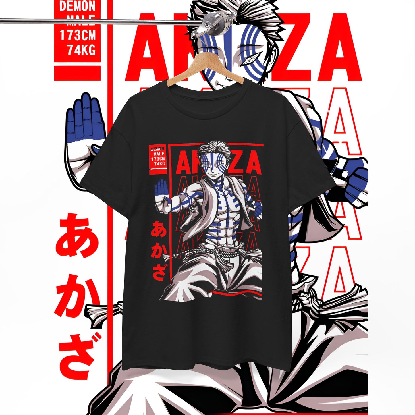 Akaza Moon Art Demon Slayer Cotton T-Shirt