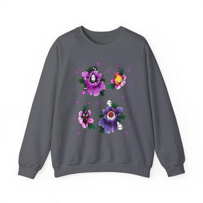 Flowers Studio Ghibli Sweatshirt – 100% Cotton Floral Anime Pullover for Ghibli Fans