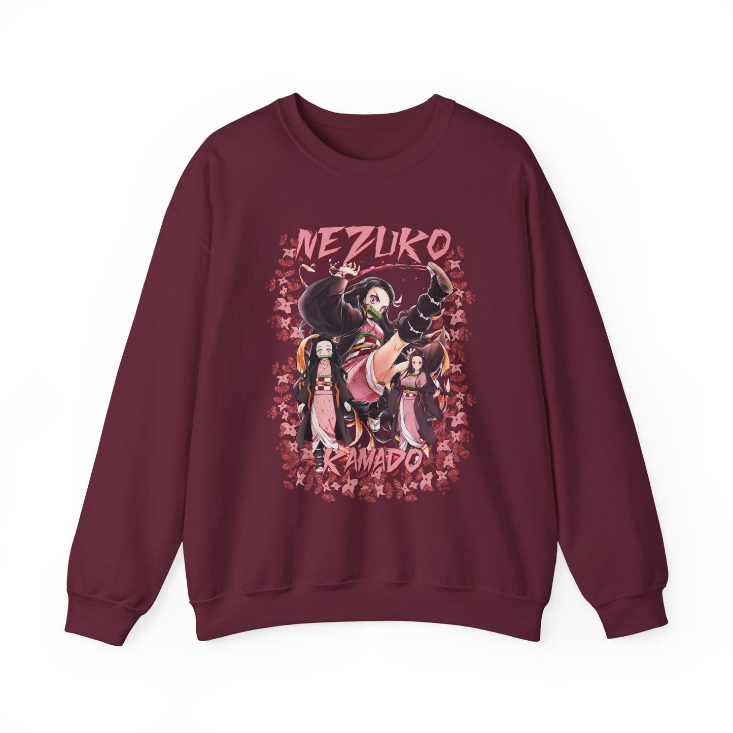 Nezuko Kamado Pink Flowers Sweatshirt – 100% Cotton Demon Slayer Anime Pullover