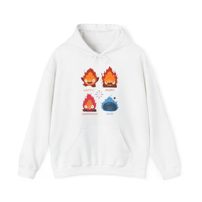 Funny Calcifer Faces Hoodie – 100% Cotton Howl’s Moving Castle Ghibli Anime Pullover