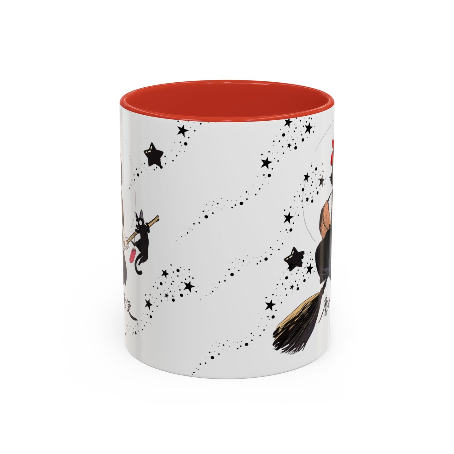 Kiki’s Delivery Service Accent Mug – 11oz & 15oz Ceramic Cup with Colored Handle – Studio Ghibli Anime Gift