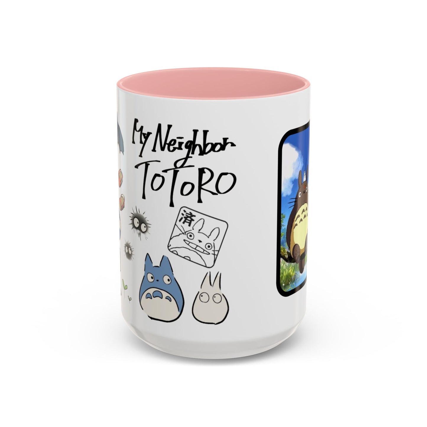 My Neighbor Totoro Accent Mug – Ghibli Collage Color Handle Cup 11oz & 15oz – Cute Anime Coffee Mug Gift