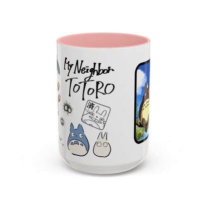 My Neighbor Totoro Accent Mug – Ghibli Collage Color Handle Cup 11oz & 15oz – Cute Anime Coffee Mug Gift