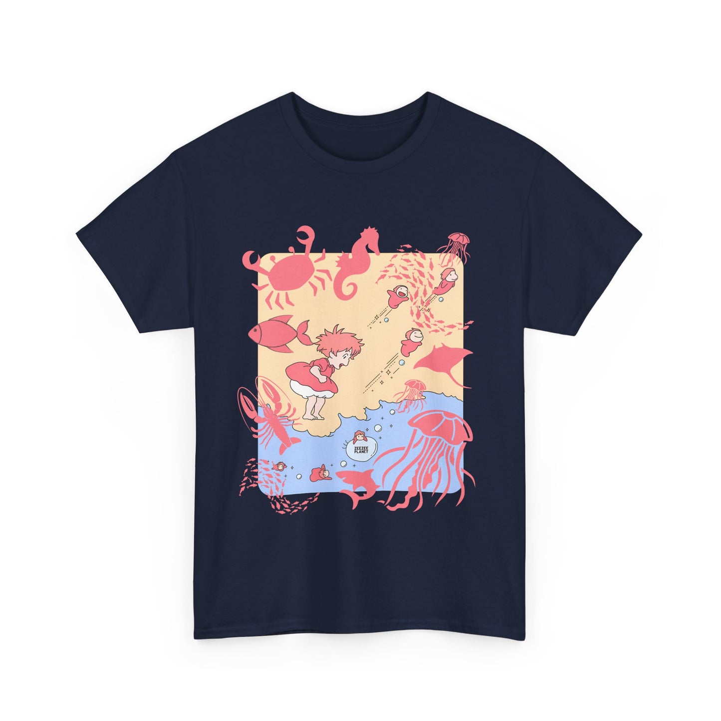 Ponyo Sea World T-Shirt – 100% Cotton Studio Ghibli Ocean Anime Tee
