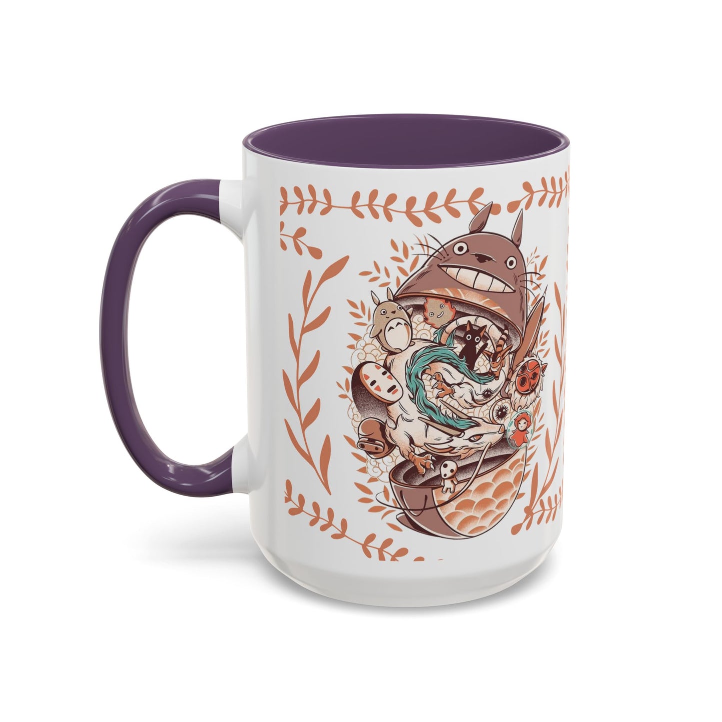 Totoro Matryoshka Accent Mug – 11oz & 15oz Studio Ghibli Inspired Coffee Cup with Color Handle