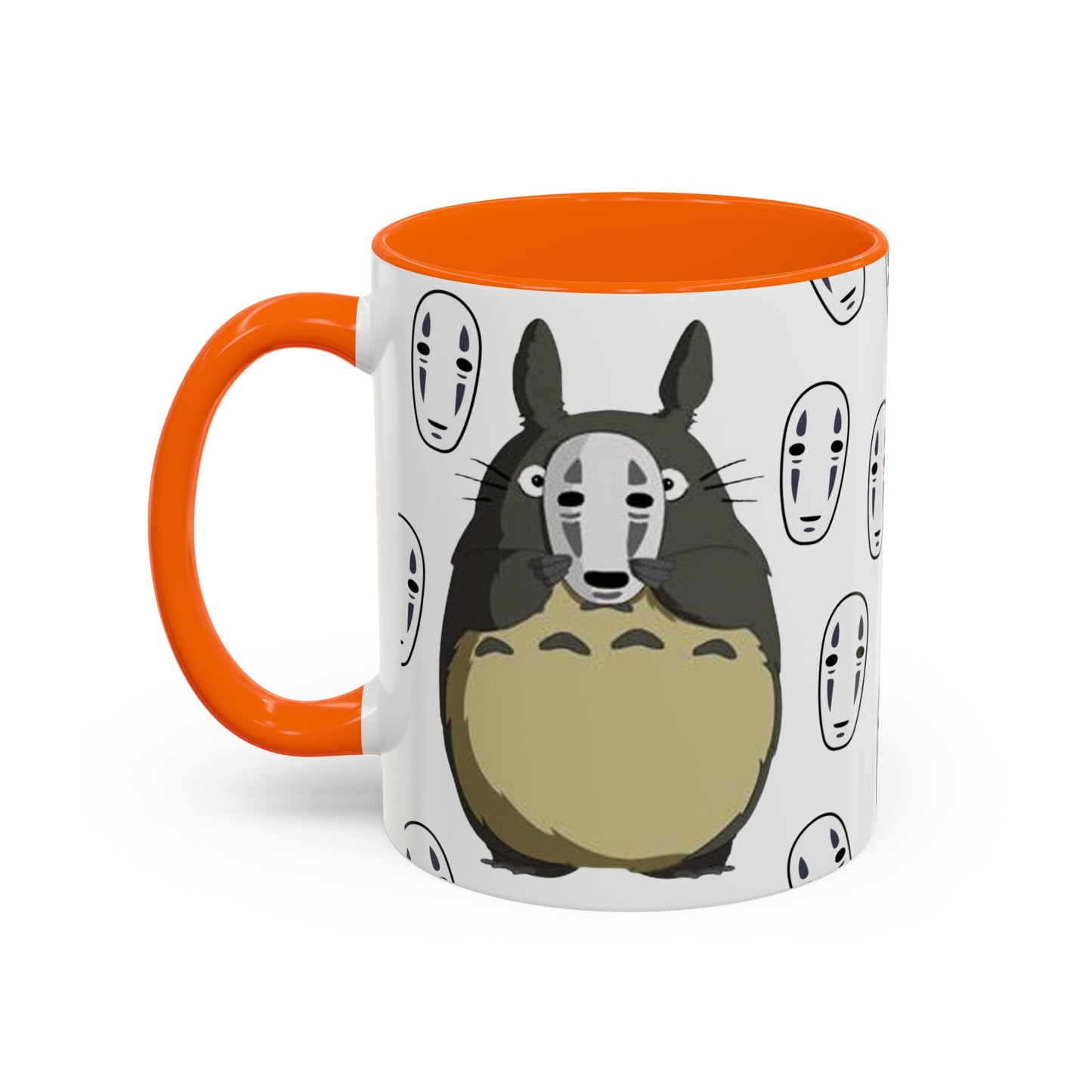 Totoro No Face Mask Accent Mug – Studio Ghibli Color Handle Cup 11oz & 15oz – Cute Anime Crossover Coffee Gift