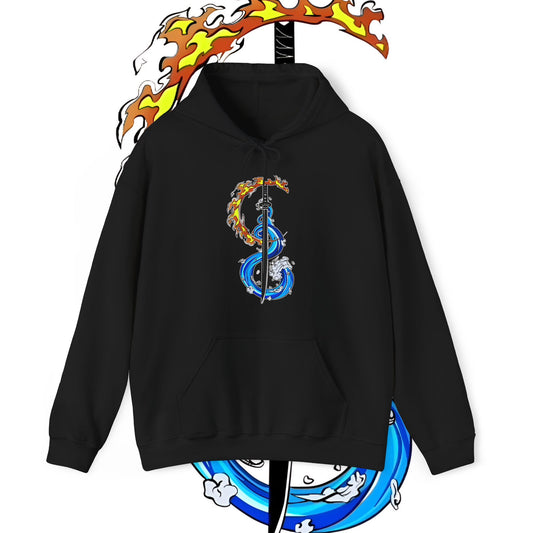 Demon Slayer Tanjiro Fire & Water Sword Art Hoodie | 100% Cotton Anime Hoody