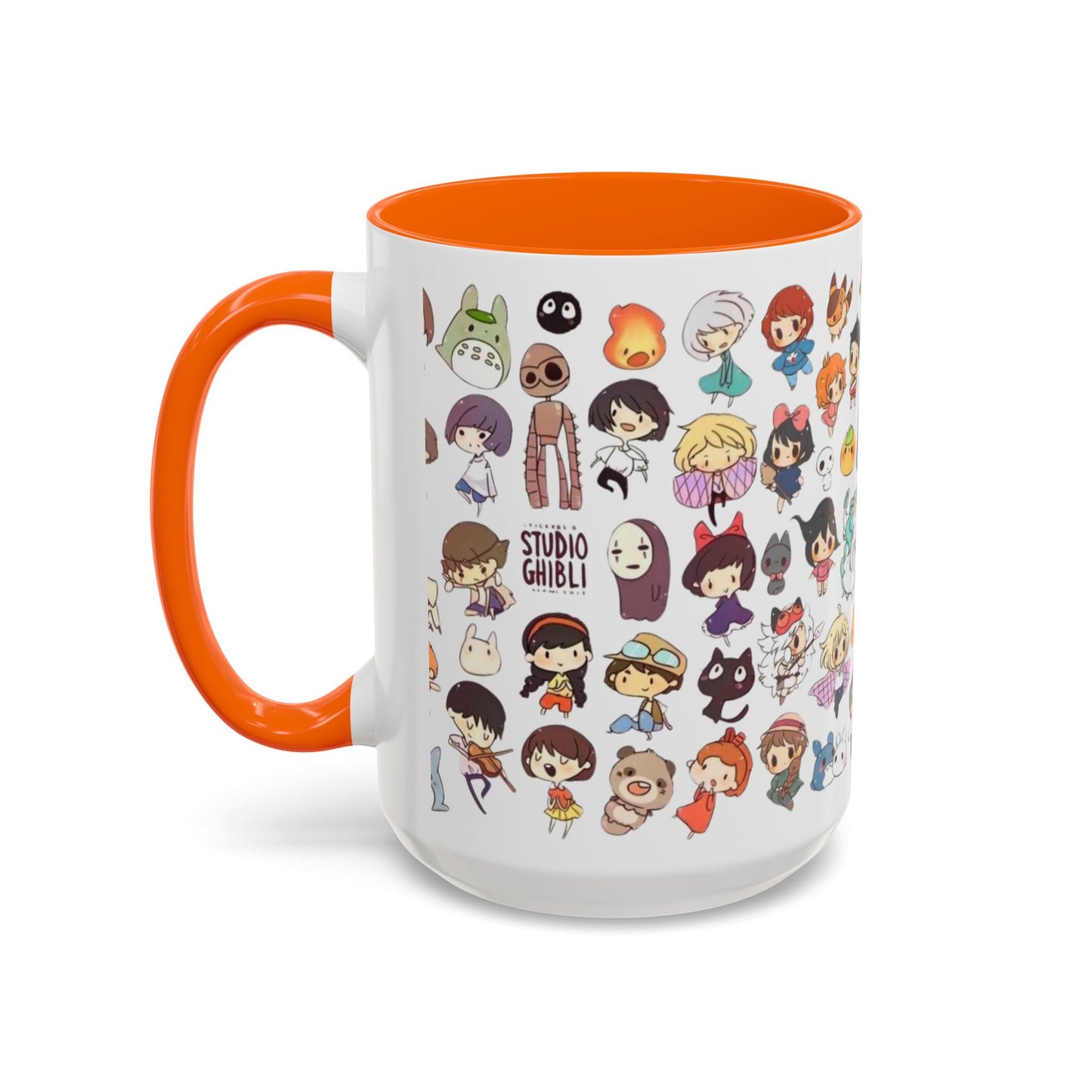 Studio Ghibli Chibi Characters Accent Mug – Color Handle Anime Cup – 11oz & 15oz Gift for Ghibli Fans