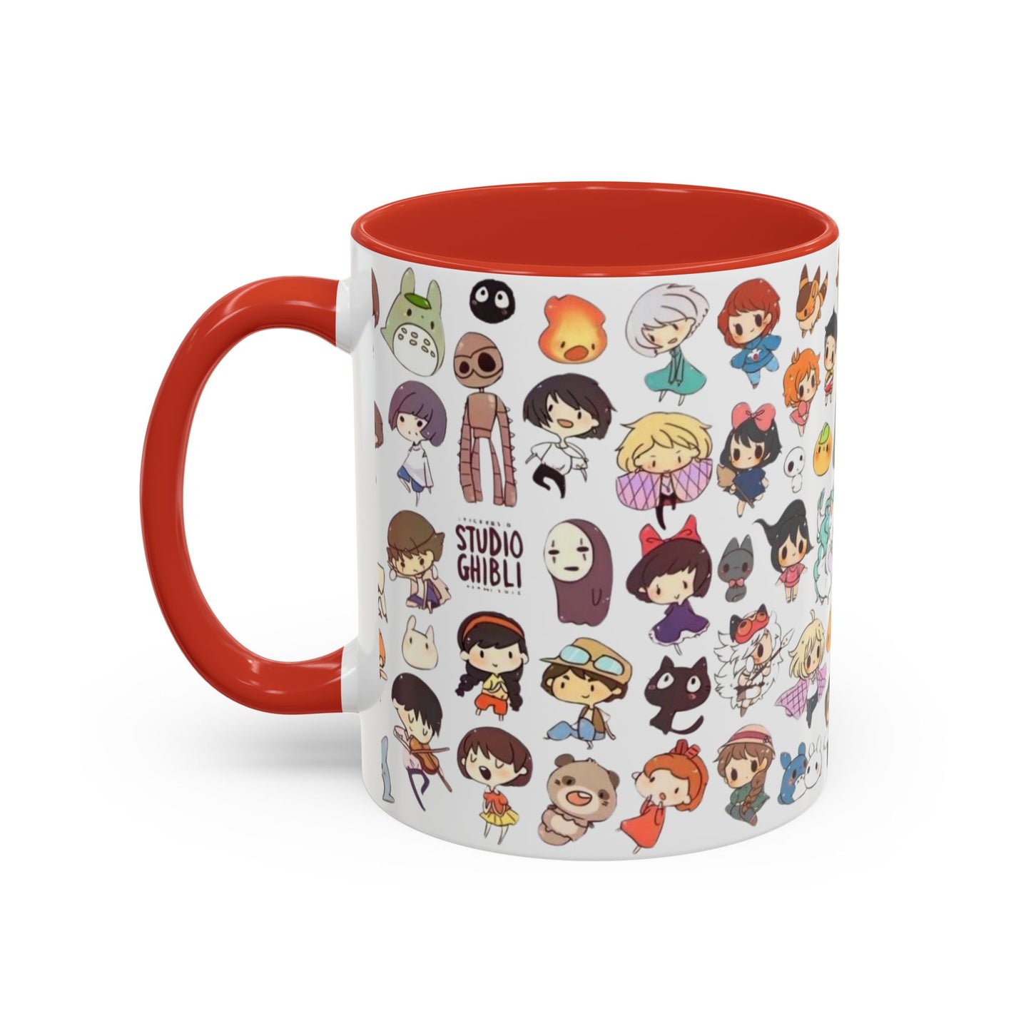 Studio Ghibli Chibi Characters Accent Mug – Color Handle Anime Cup – 11oz & 15oz Gift for Ghibli Fans