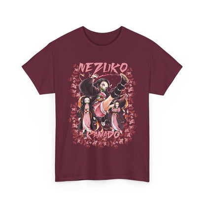 Nezuko Kamado Pink Flowers T-Shirt – 100% Cotton Demon Slayer Anime Tee