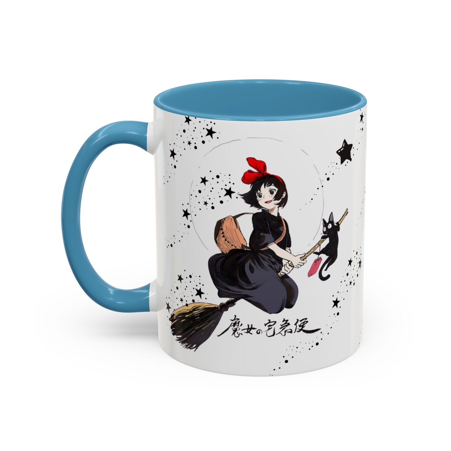 Kiki’s Delivery Service Accent Mug – 11oz & 15oz Ceramic Cup with Colored Handle – Studio Ghibli Anime Gift