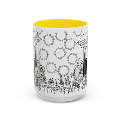 No Face Flowers Accent Mug – Studio Ghibli Inspired Coffee Cup – 11oz & 15oz Ceramic Anime Gift
