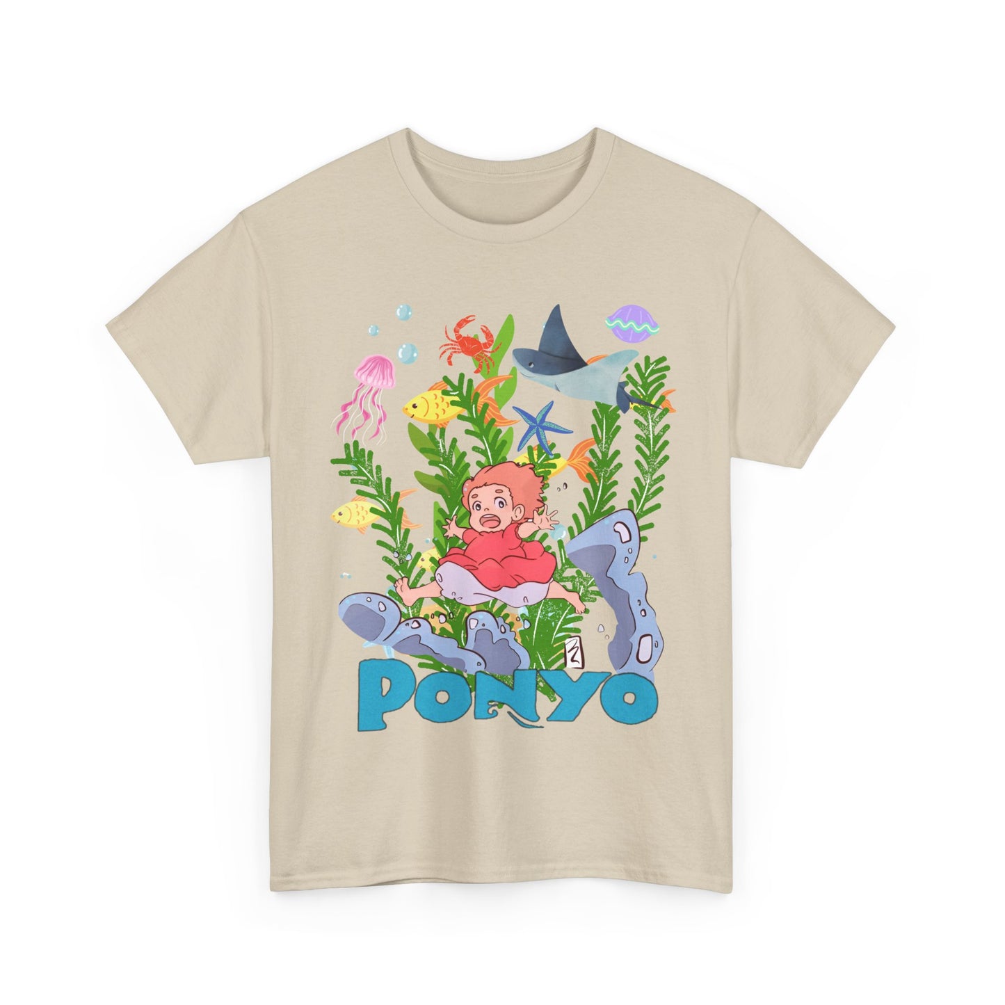 Ponyo Ghibli Sea World T-Shirt 100% Cotton Studio Ghibli Anime Tee