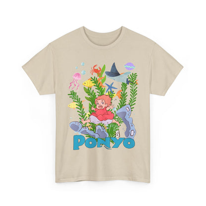 Ponyo Ghibli Sea World T-Shirt 100% Cotton Studio Ghibli Anime Tee