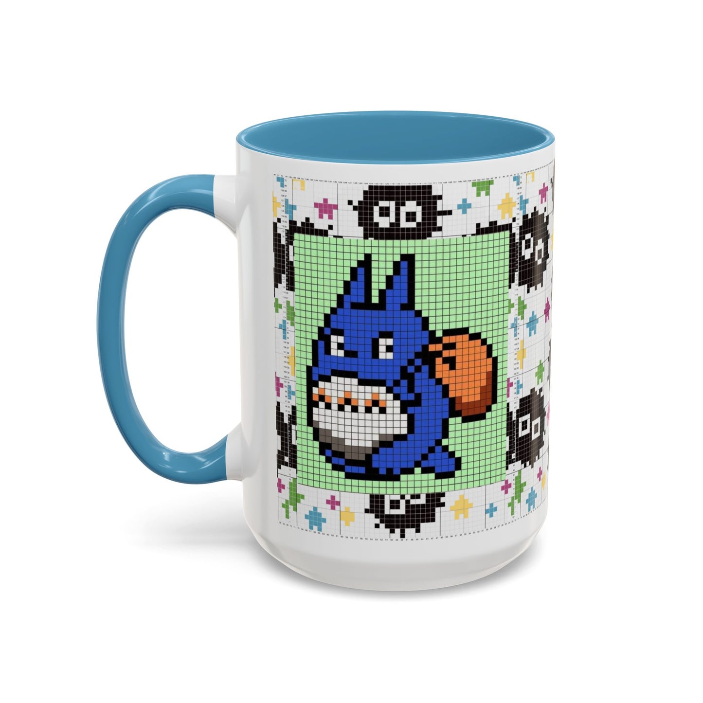My Neighbor Totoro Pixel Accent Mug – Retro Ghibli Color Handle Cup 11oz & 15oz – Cute Anime Coffee Gift