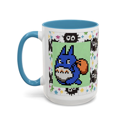 My Neighbor Totoro Pixel Accent Mug – Retro Ghibli Color Handle Cup 11oz & 15oz – Cute Anime Coffee Gift
