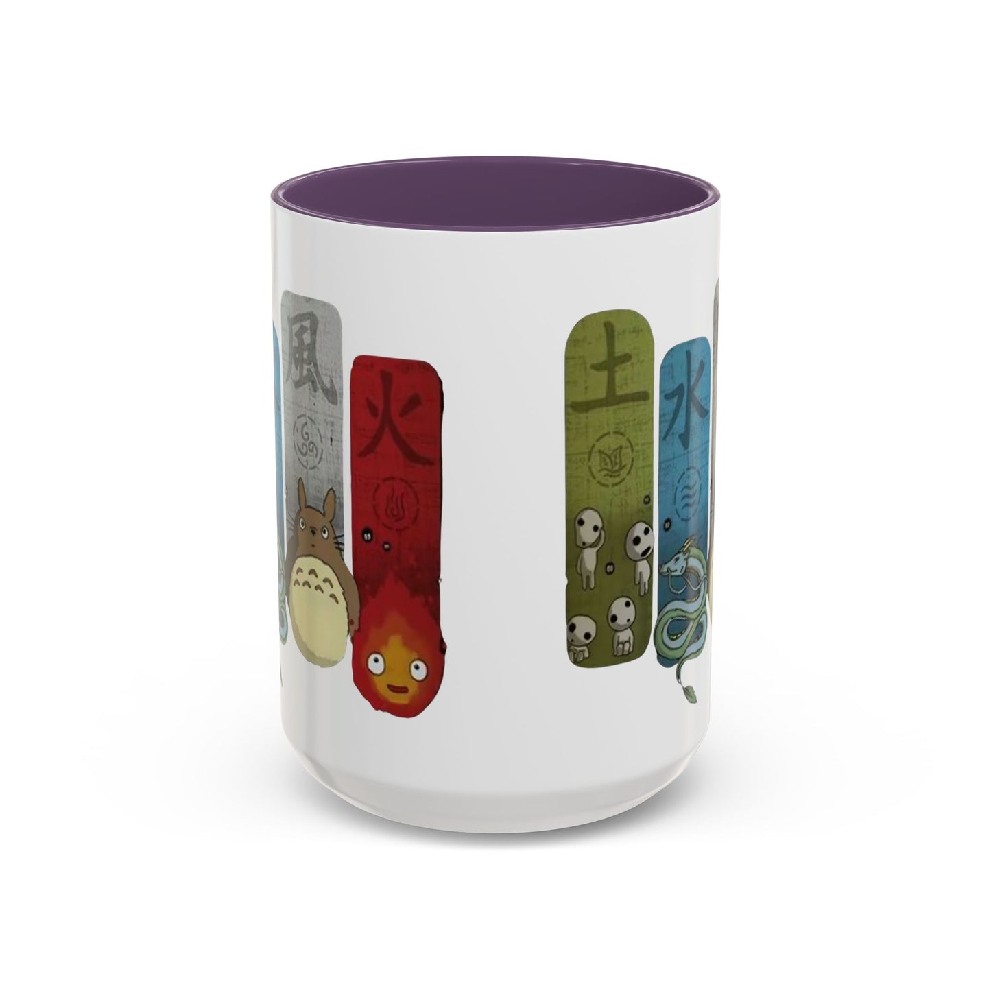 Studio Ghibli Figures Accent Mug – 11oz & 15oz Color Handle Anime Cup – Ghibli Character Coffee Mug for Fans
