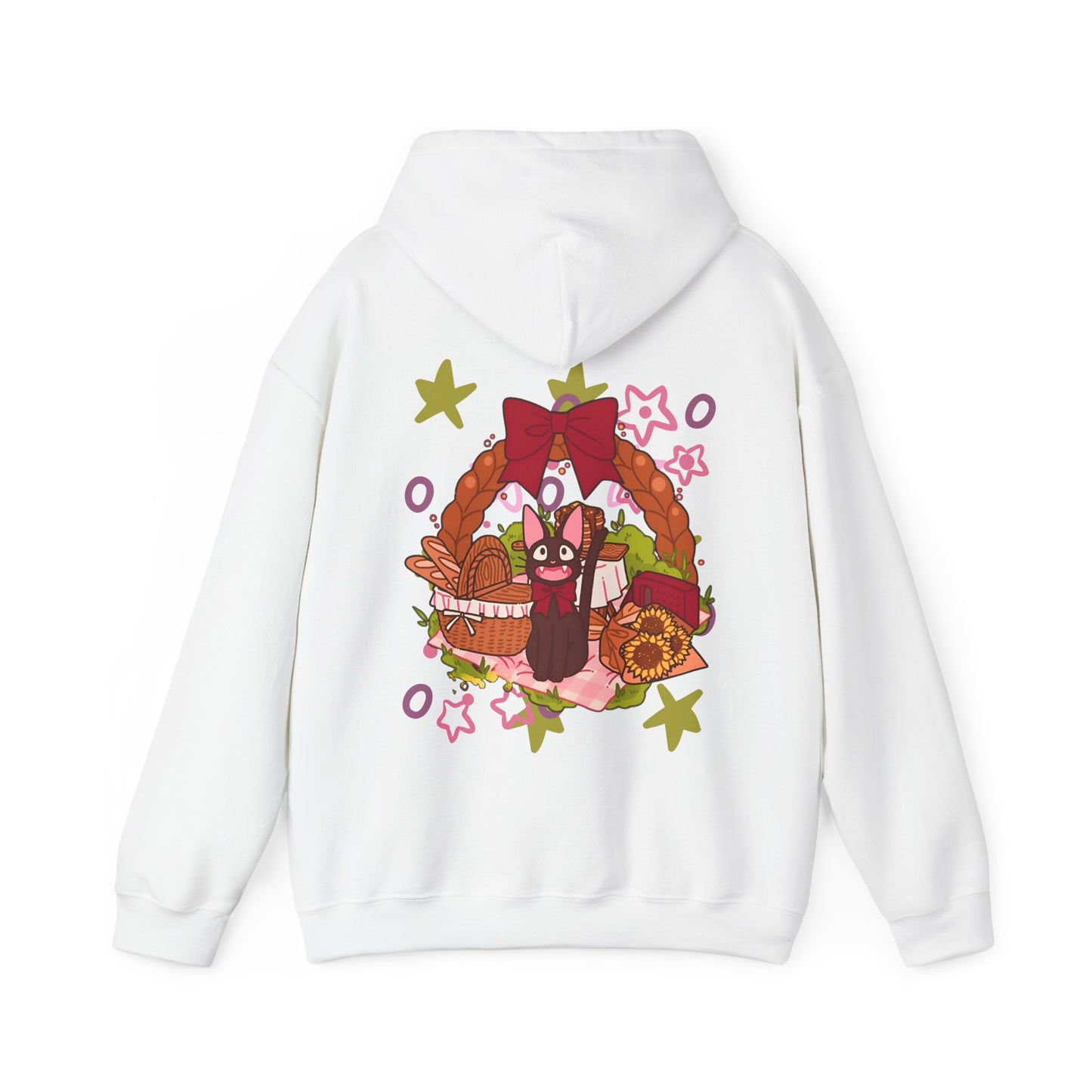 Jiji Cat Gift Back Print Hoodie – 100% Cotton Studio Ghibli Inspired Anime Hoodie