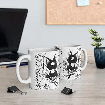 Jiji Cat Studio Ghibli Mug – 11oz & 15oz Ceramic Coffee Cup – Kiki’s Delivery Service Anime Gift