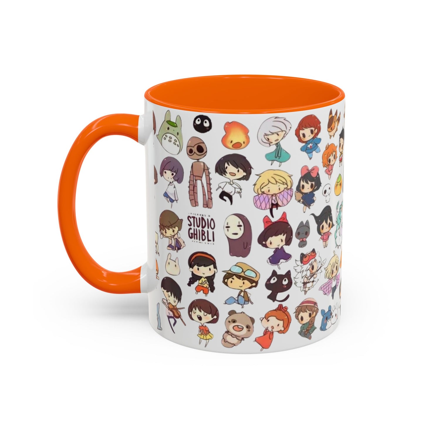Studio Ghibli Chibi Characters Accent Mug – Color Handle Anime Cup – 11oz & 15oz Gift for Ghibli Fans