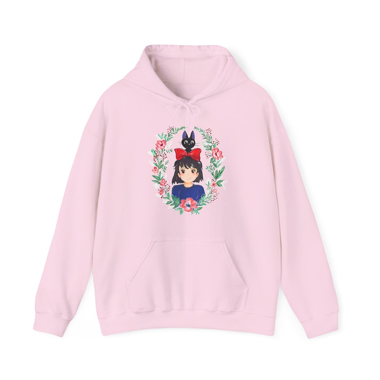 Kiki’s Delivery Service Flowers Hoodie – 100% Cotton Studio Ghibli Sweatshirt for Anime Fans