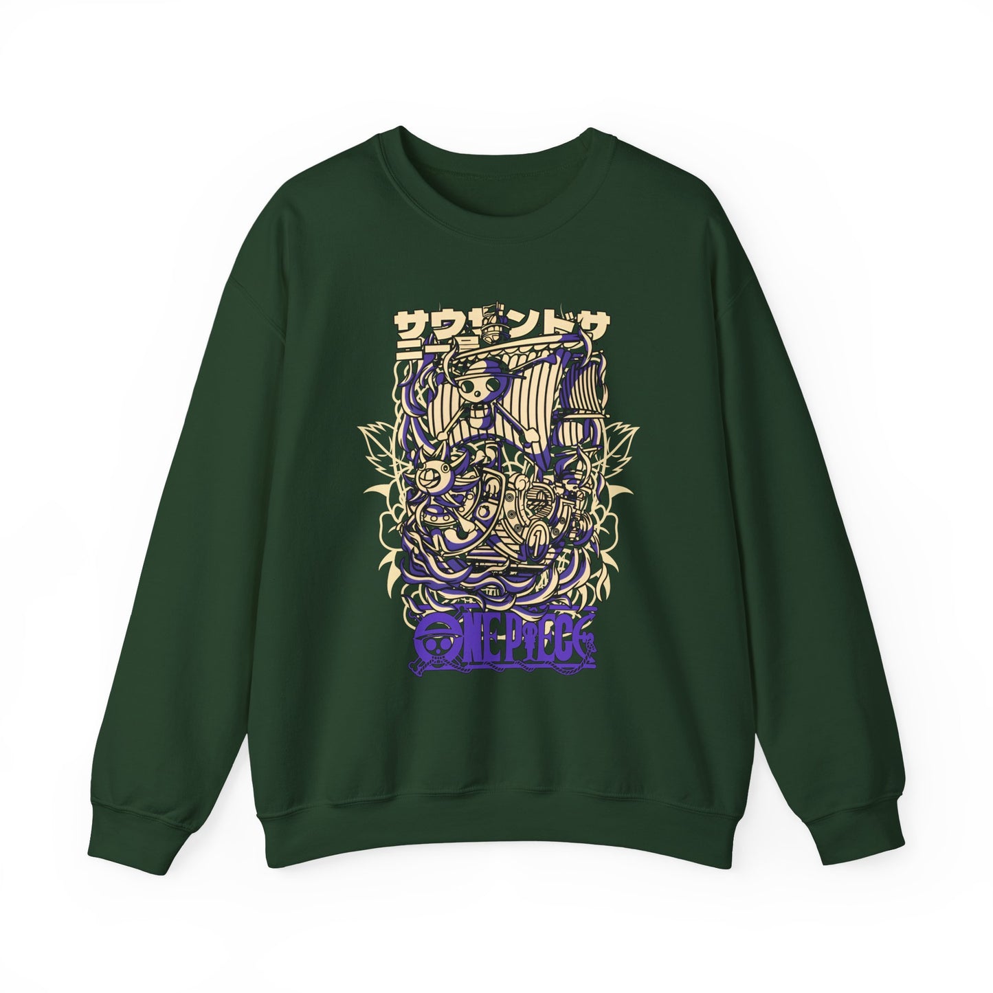 One Piece Ship Sweatshirt – 100% Cotton Anime Pullover Featuring Going Merry & Thousand Sunny