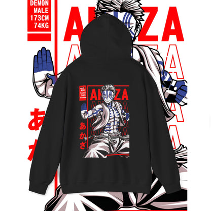 Akaza Demon Slayer Moon Back Print Hoodie – 100% Cotton Anime Streetwear