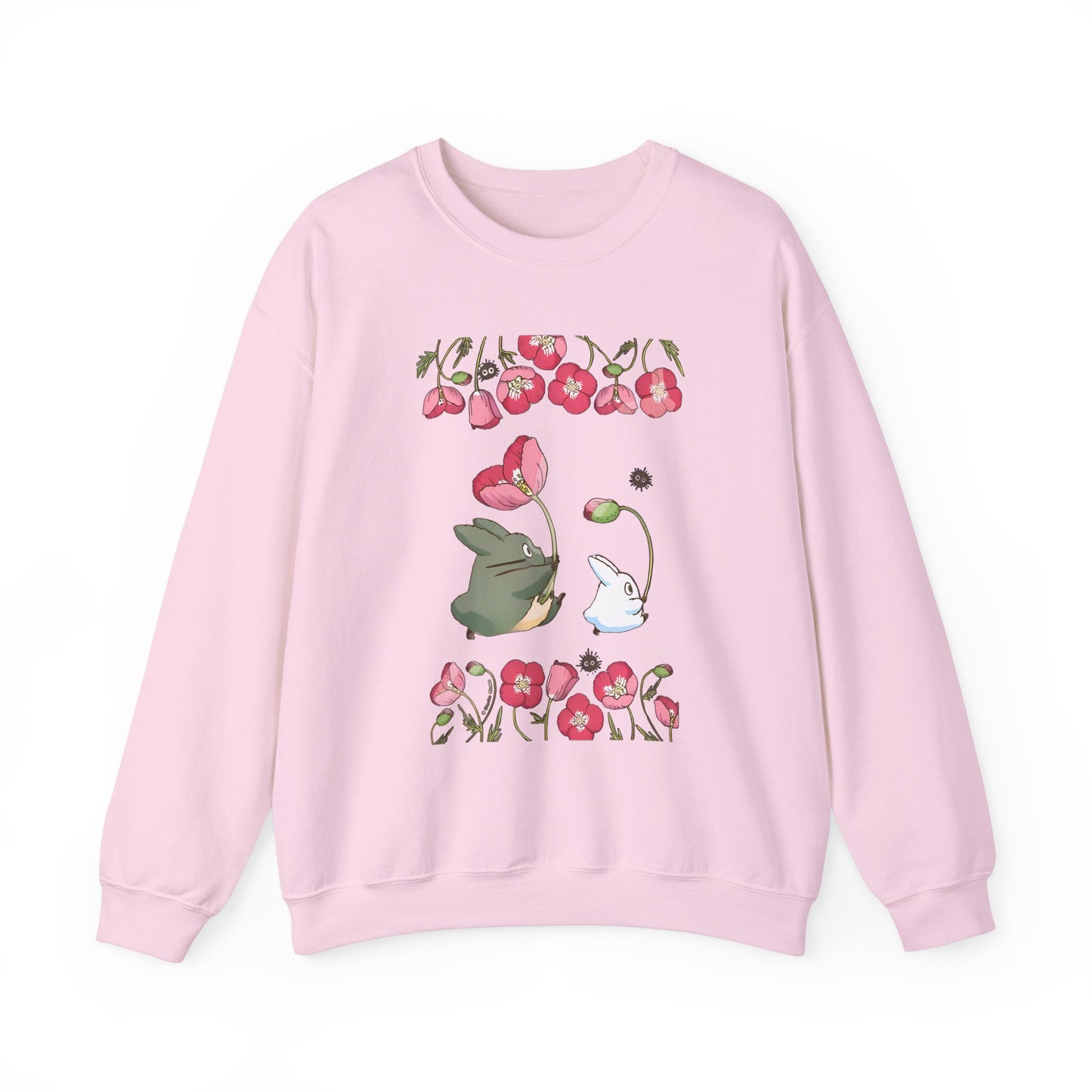 Totoro Cute Flowers Sweatshirt – 100% Cotton Studio Ghibli Cozy Anime Pullover