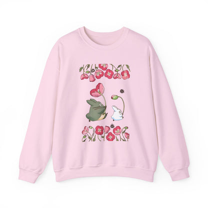 Totoro Cute Flowers Sweatshirt – 100% Cotton Studio Ghibli Cozy Anime Pullover