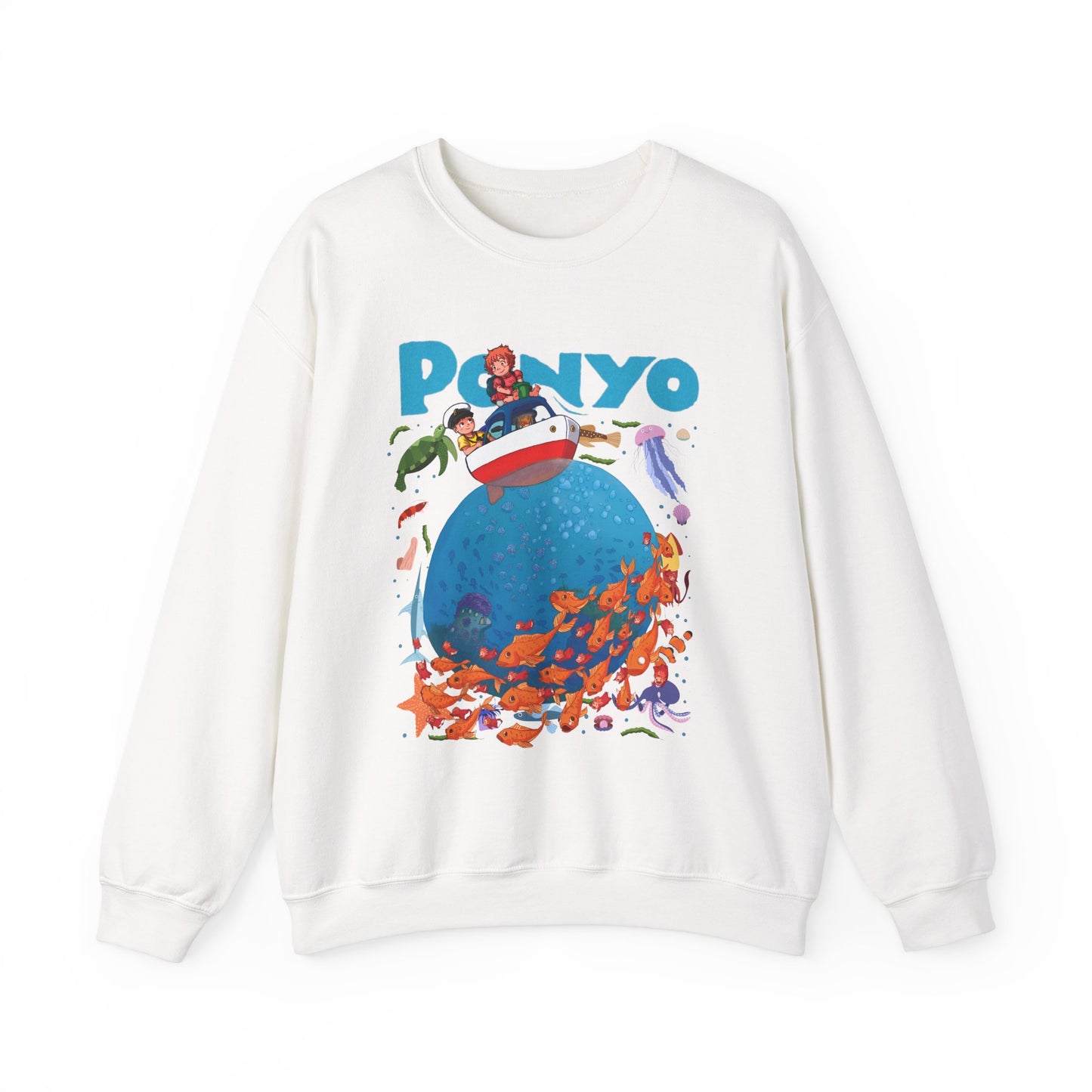 Ponyo and Sosuke Boat Adventure Sweatshirt – 100% Cotton Studio Ghibli Inspired Pullover