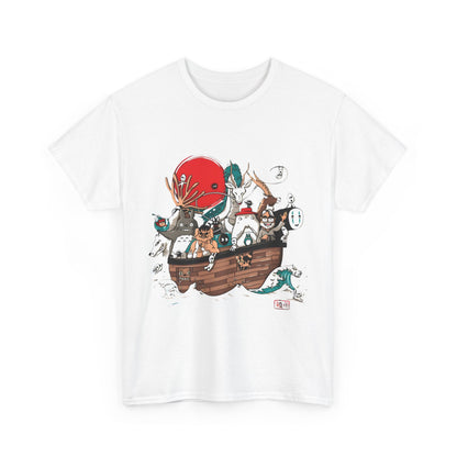 Ghibli Characters Boat T-Shirt | 100% Cotton Studio Ghibli Anime Tee