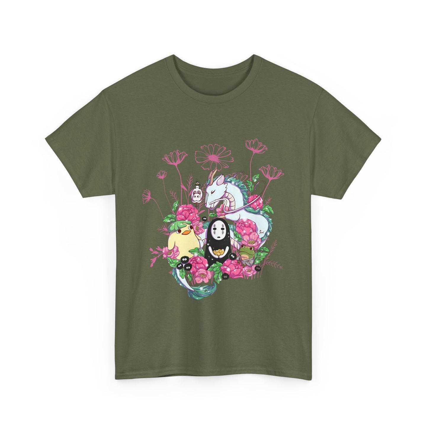 Spirited Away Flowers Pink T-Shirt | 100% Cotton Studio Ghibli Anime Tee