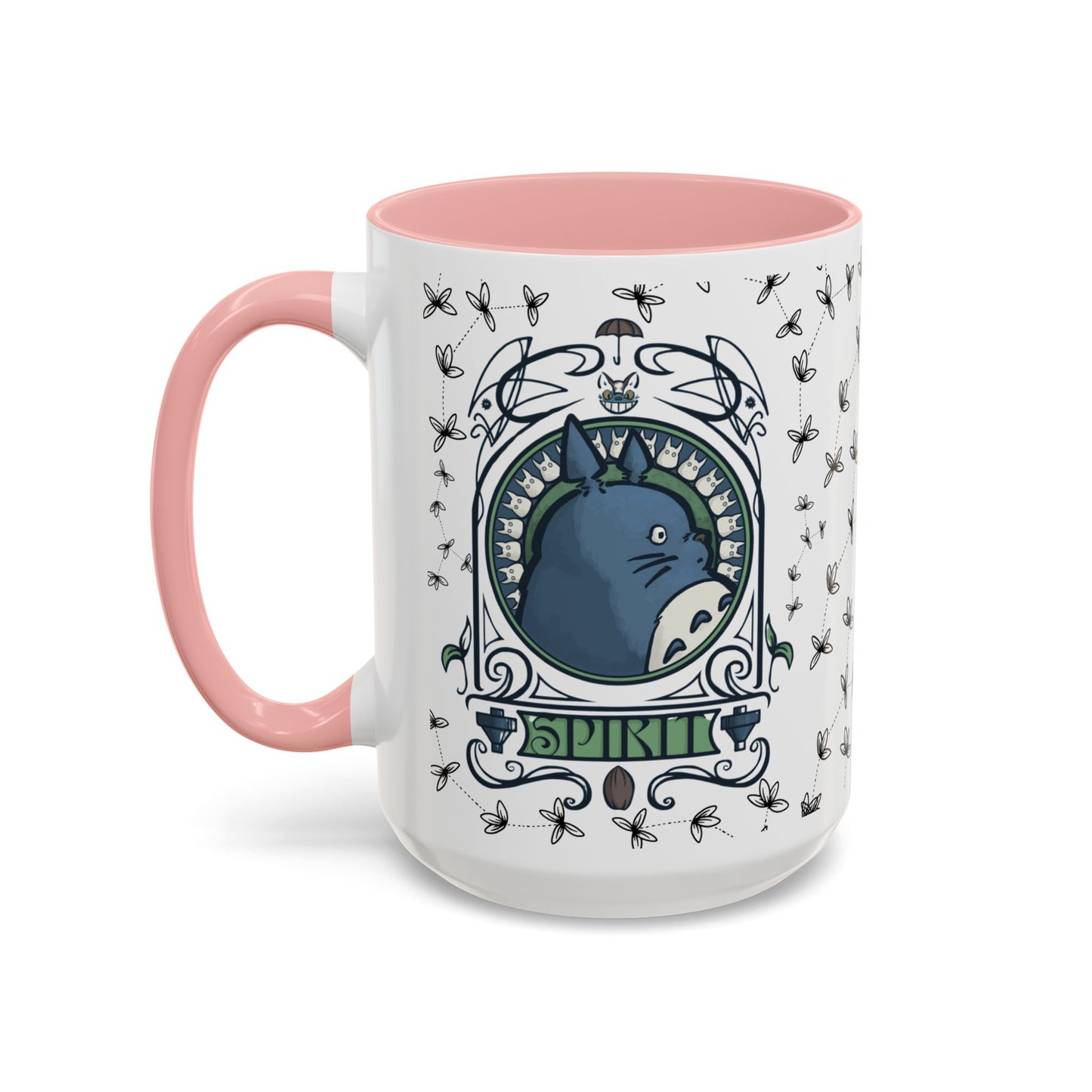 Totoro Spirited Ghibli Accent Handle Mug – 11oz & 15oz Anime Cup – Studio Ghibli Coffee Gift