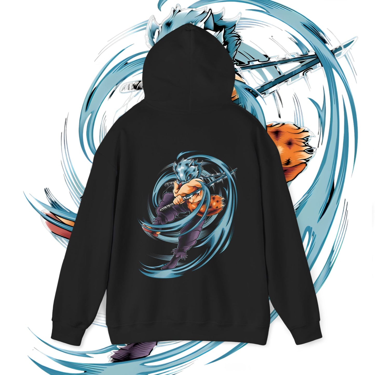Inosuke Boar Sword Fury Back Print Hoodie | Demon Slayer | 100% Cotton Anime Hoodie