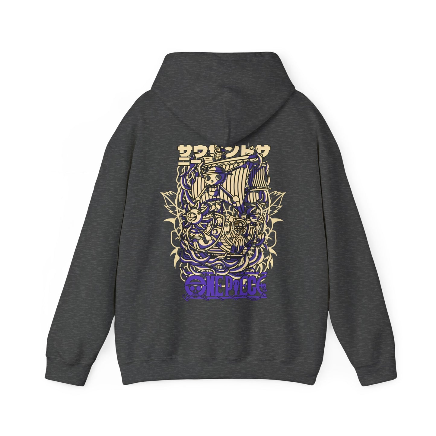 One Piece Ship Back Print Hoodie – 100% Cotton Anime Hoodie Featuring Going Merry & Thousand Sunny
